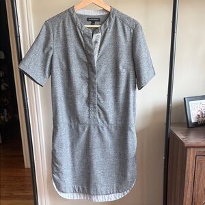 Banana Republic Heather Gray Short-Sleeve Henley Tunic Dress with Pockets